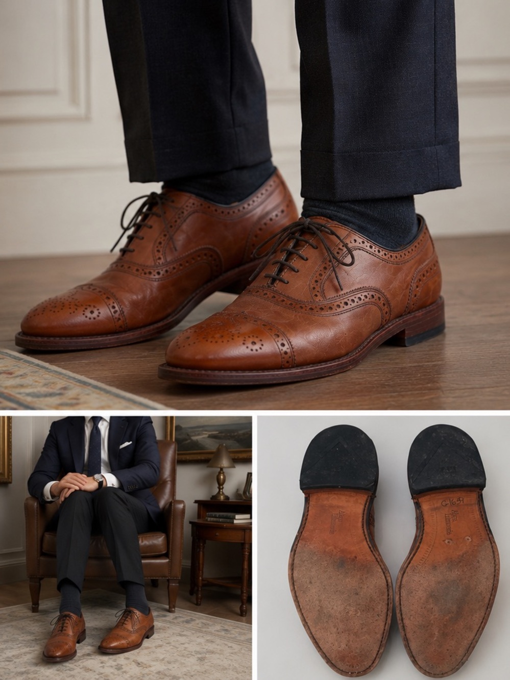 Allen Edmonds Brown Leather Wingtip Oxfords Men’s Size 10 D